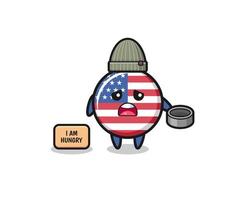 cute united states flag beggar cartoon character vector