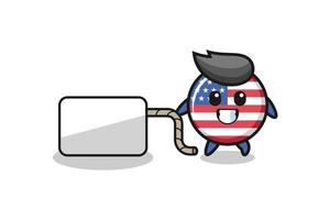 united states flag cartoon is pulling a banner vector