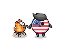 el personaje de la bandera de los estados unidos está quemando malvavisco