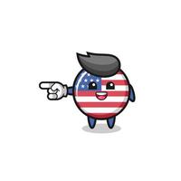 united states flag cartoon with pointing left gesture vector