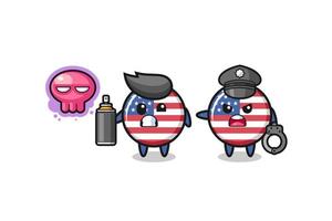 united states flag cartoon doing vandalism and caught by the police vector