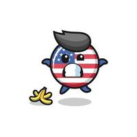 dibujos animados de la bandera de los estados unidos se desliza sobre una cáscara de plátano vector