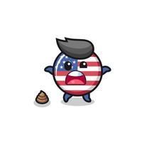 united states flag earth surprised to meet poop vector