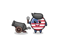 cute united states flag shoot using cannon vector