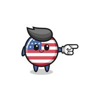 united states flag mascot with pointing right gesture vector