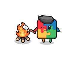 puzzle character is burning marshmallow vector