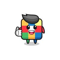 cube puzzle mascot doing thumbs up gesture vector