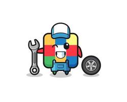 the cube puzzle character as a mechanic mascot vector