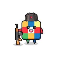 cute cube puzzle cartoon as Russian army vector