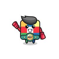 cube puzzle boxer mascot character vector