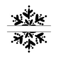 Christmas Cute Vector Hand drawn split vintage scandinavian snowflake. Xmas decorative design element in retro style, isolated winter illustration