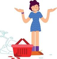 Girl didn't find what she was looking for shopping vector