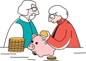 Aged couple doing savings vector