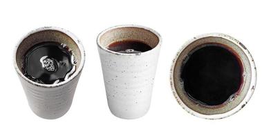 hot espresso in ceramic cup on white background