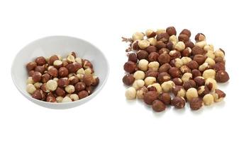 macadamia nuts on white background photo
