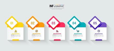 Five steps business infographics template vector