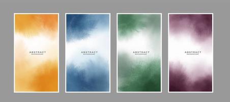 Set of hand painted watercolor abstract background. vector