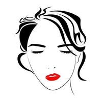 rostro de mujer hermosa con los ojos cerrados diseño de logotipo de salón de belleza vector