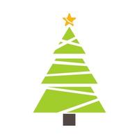 christmas tree minimalist logo design greeting card holiday vector