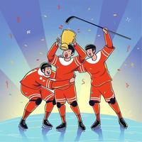 Hockey Players Celebrating Their Victory vector