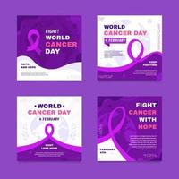 publicaciones en las redes sociales del día mundial contra el cáncer vector