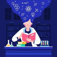 Female Scientist Mind while Reading Book vector