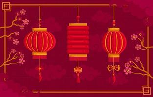 Happy Chinese New Year Lanterns Background vector