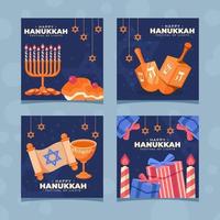 conjunto de tarjetas de felicitación de hanukkah vector