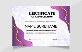 Purple Modern Certificate Template vector