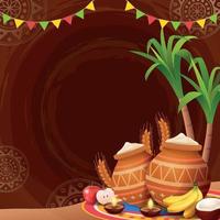Happy Pongal Harvest Festival Background vector