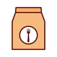 bolsa de comida con un tenedor en el medio vector