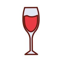 glass with wine inside of it vector