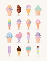 conjunto de iconos de helado vector