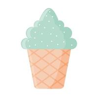 helado de color verde en cono con chispitas vector