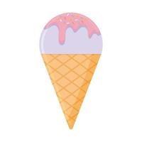 helado con un color morado en un cono vector