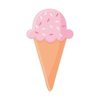 helado con un color rosa en un cono