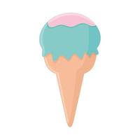 helado de color verde y rosa en un cono vector