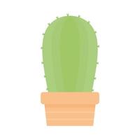 cactus with a green color and on a pot in a white background vector