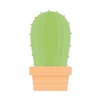 Cactus con un color verde y en una maceta sobre un fondo blanco. vector