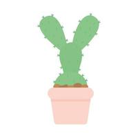 Cactus con un color verde y en una maceta sobre un fondo blanco. vector