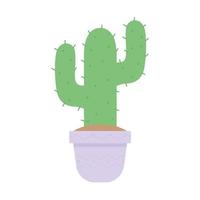 cactus con un color verde y sobre una maceta en un fondo blanco vector