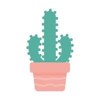 Cactus sobre una maceta de color rosa sobre un fondo blanco. vector