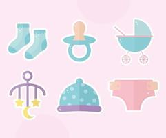 paquete de iconos de baby shower vector