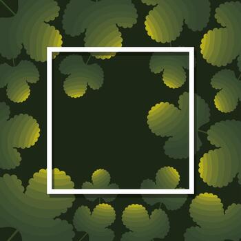 leaf background with a frame in the middle of it vector