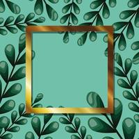 frame with gold color in a leaves background vector