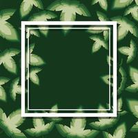marco con color blanco sobre un fondo de hojas verdes vector