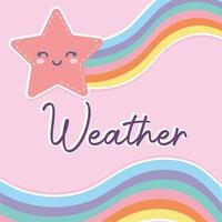 star smiling with one rainbow and weather lettering vector