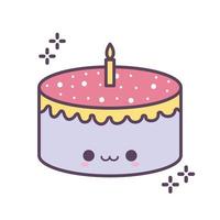 birthday cake smiling of red and pink color with one candle on the top vector