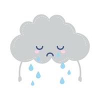 Icono del tiempo de una nube llorando sobre fondo blanco. vector