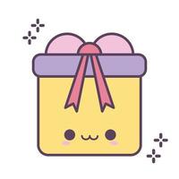 gift box smiling of yellow color vector